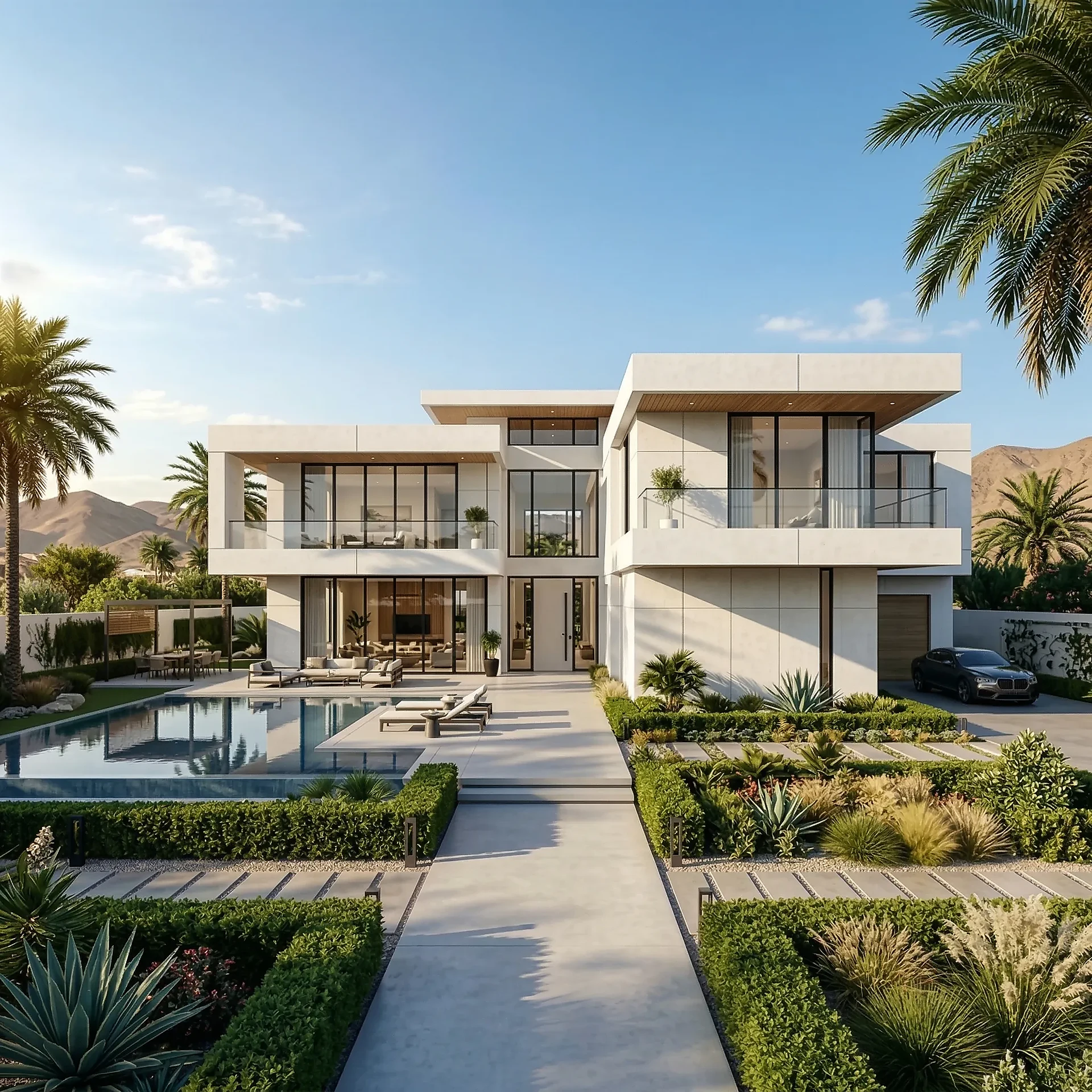 GOGER engineered wall system — luxury villa completed render